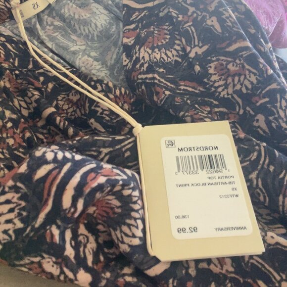 Faherty Portia Top In Artisan Block Print Size XS - Picture 4 of 6